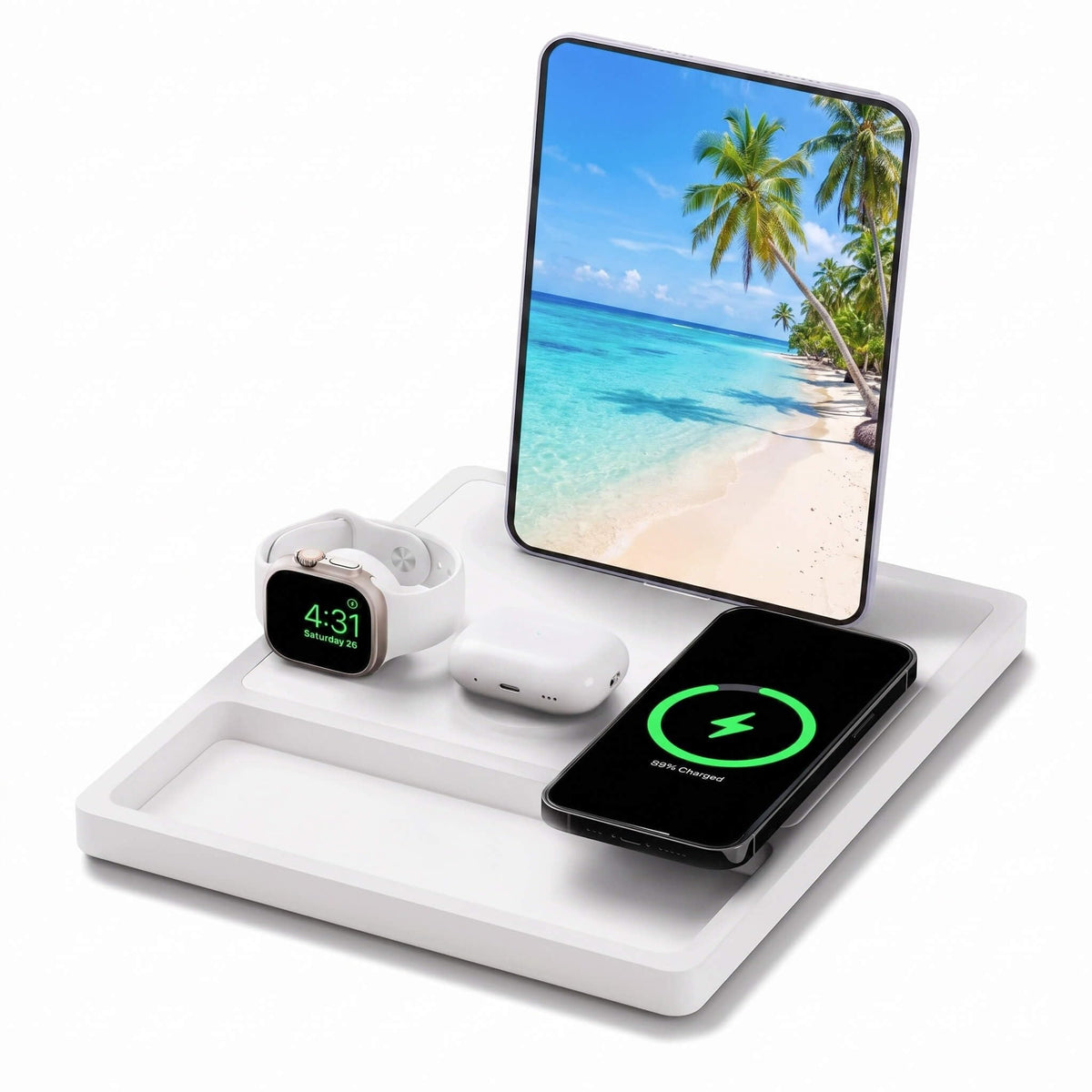 Quad Tray 4-in-1 MagSafe Wireless Charger & iPad Stand