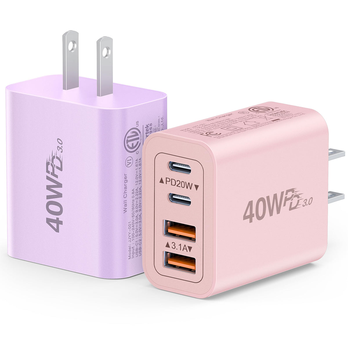 Dulums 2 Pack 40w USB C Wall Charger