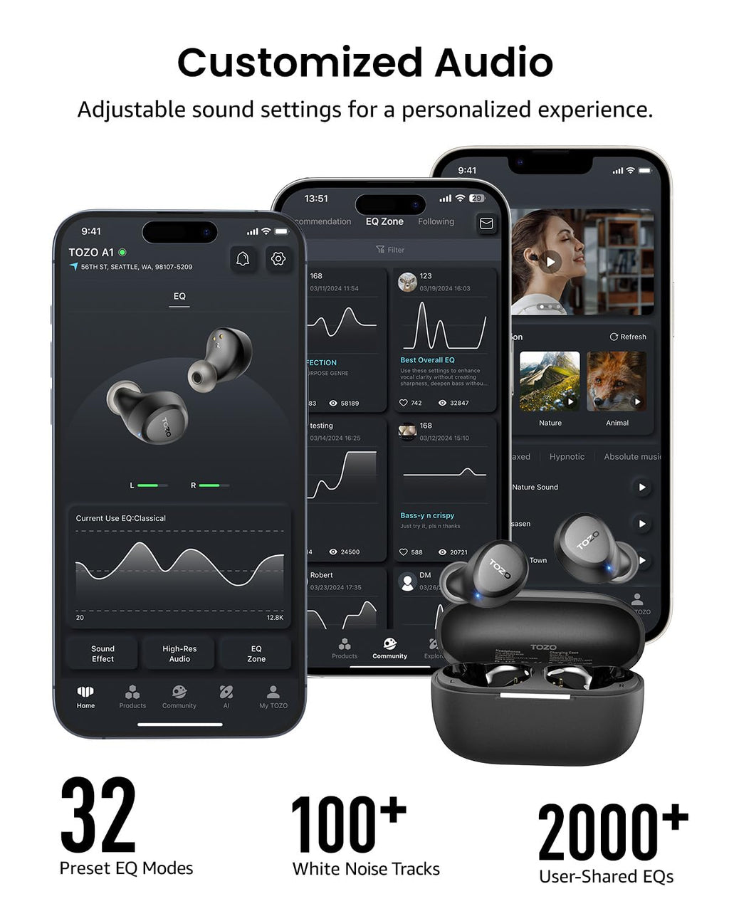 TOZO A1 Lightweight Bluetooth 5.3 Wireless Earbuds