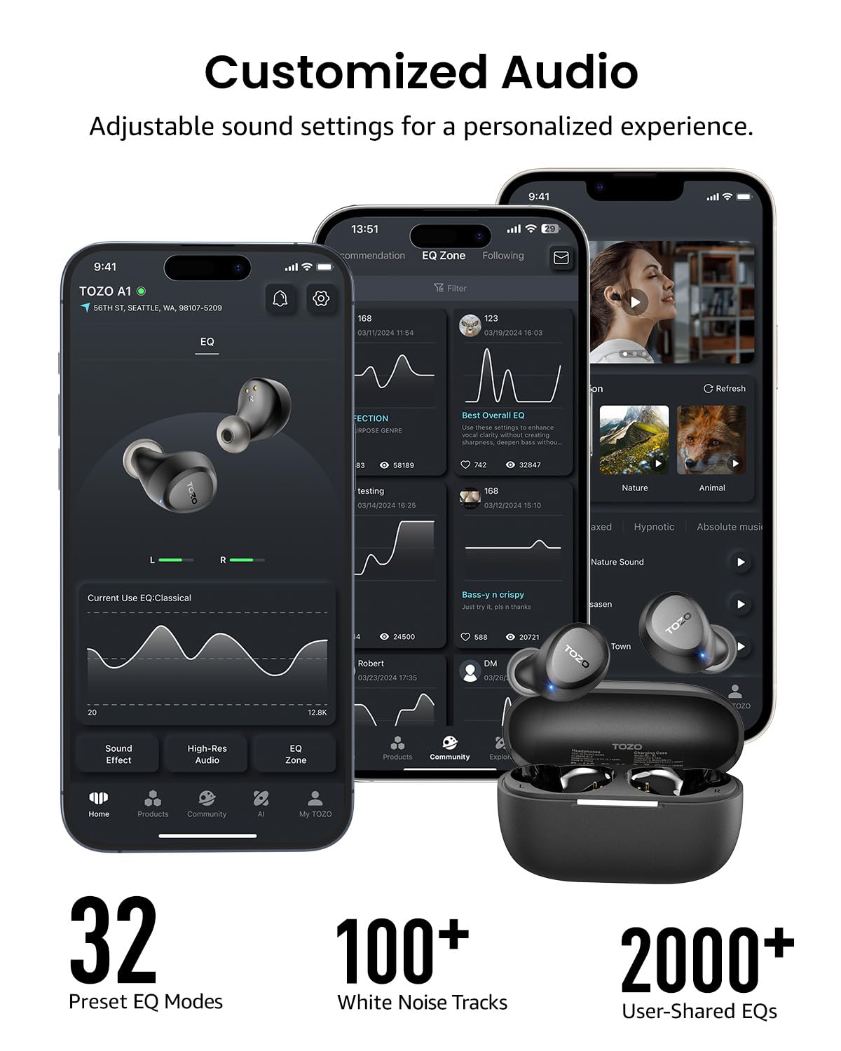 TOZO A1 Lightweight Bluetooth 5.3 Wireless Earbuds