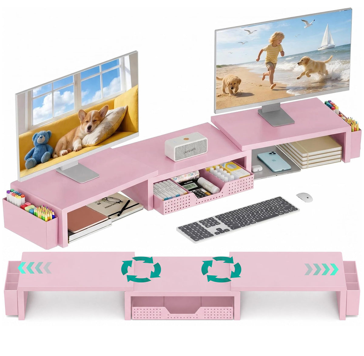 OPNICE Monitor Stand Riser with Drawer & Pen Holders