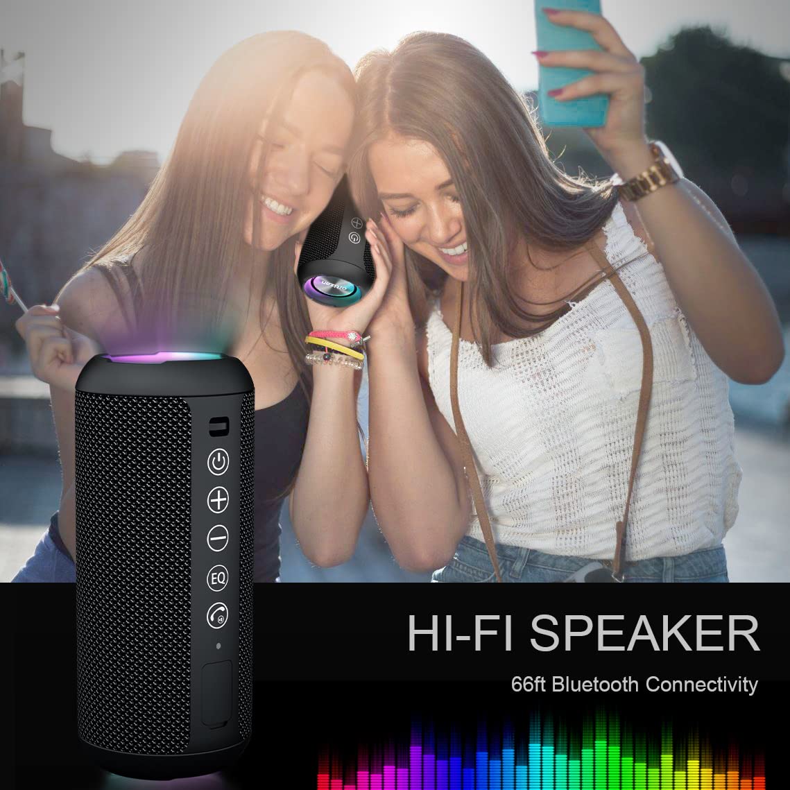 Ortizan 24W Waterproof Bluetooth Speaker with RGB Lights