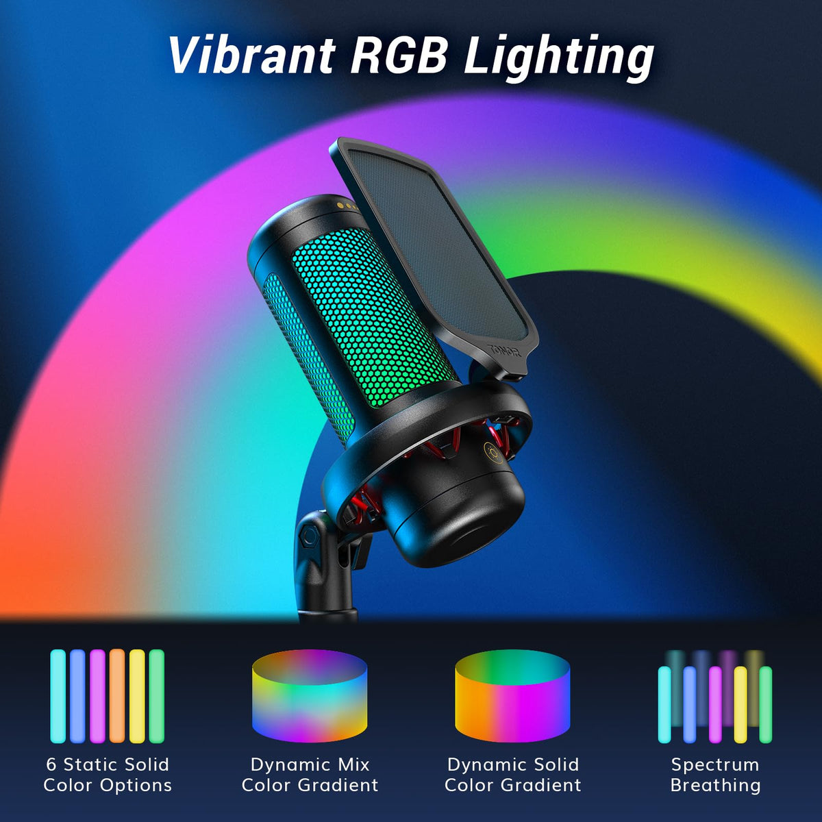 TONOR RGB Gaming Microphone Kit with Adjustable Boom Arm