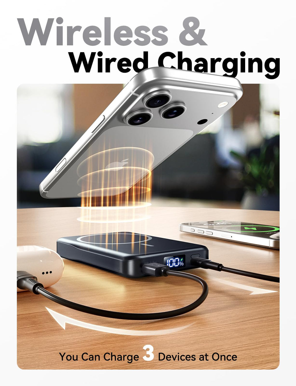 10000mAh Magnetic MagSafe Power Bank with Fast Charging