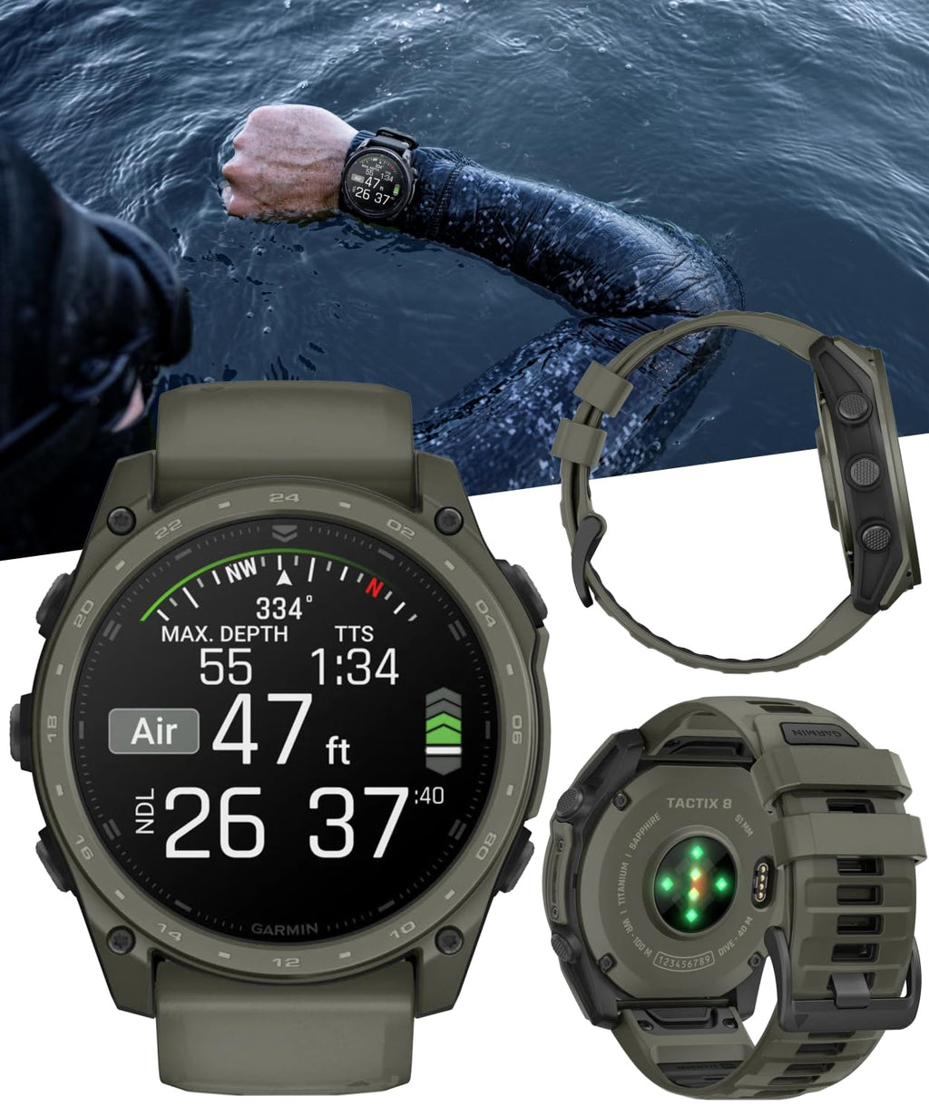Garmin Tactix 8 51mm AMOLED Tactical GPS Smartwatch Bundle