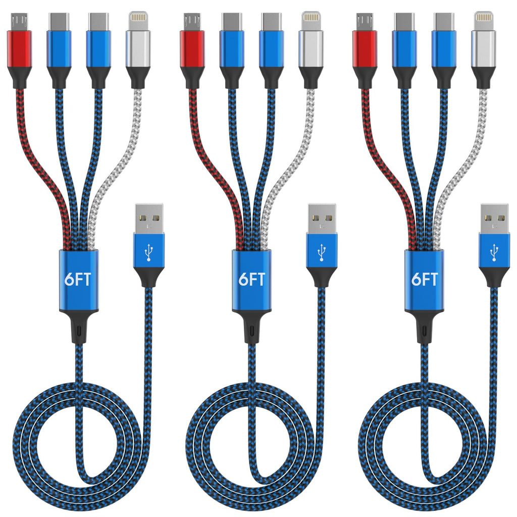 Plnhixt 6FT 4-in-1 Multi Charging Cable USB-C & Lightning