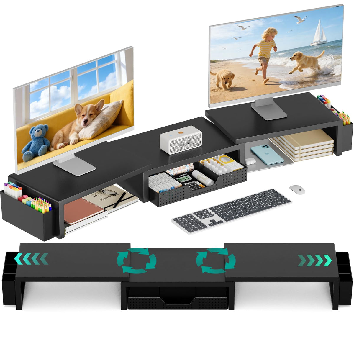 OPNICE Monitor Stand Riser with Drawer & Pen Holders
