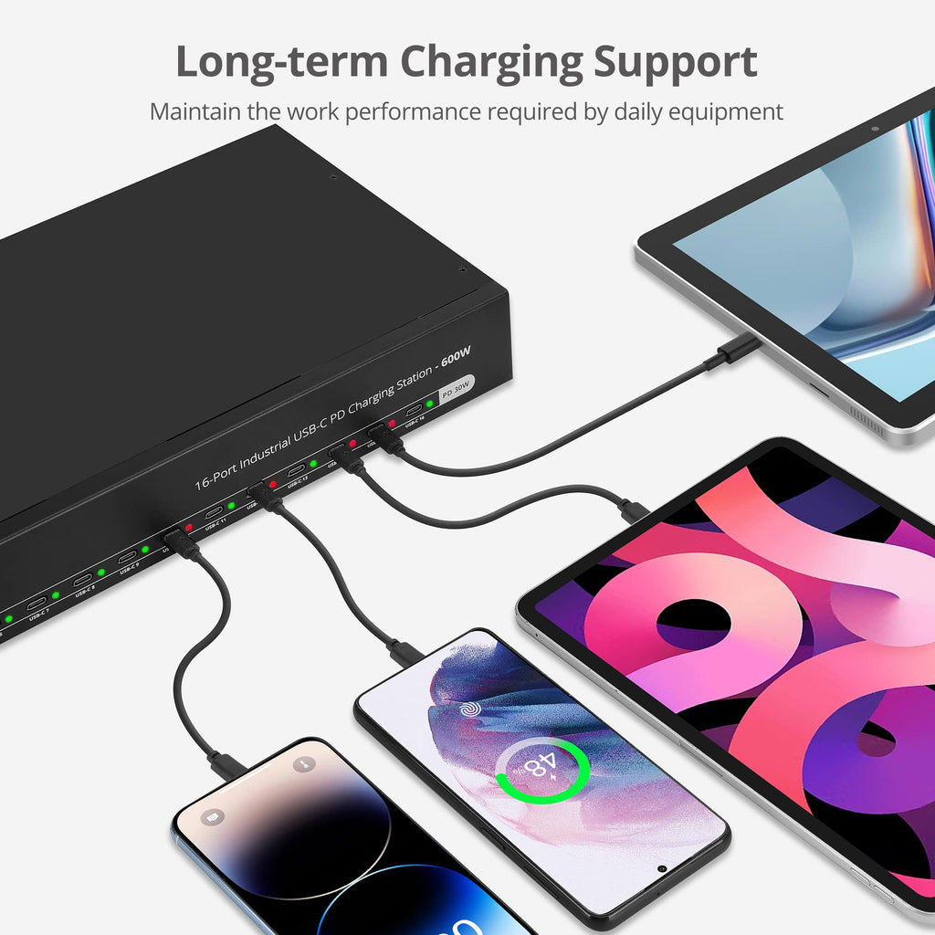 SIIG 16-Port 600W USB-C PD Industrial Charging Station