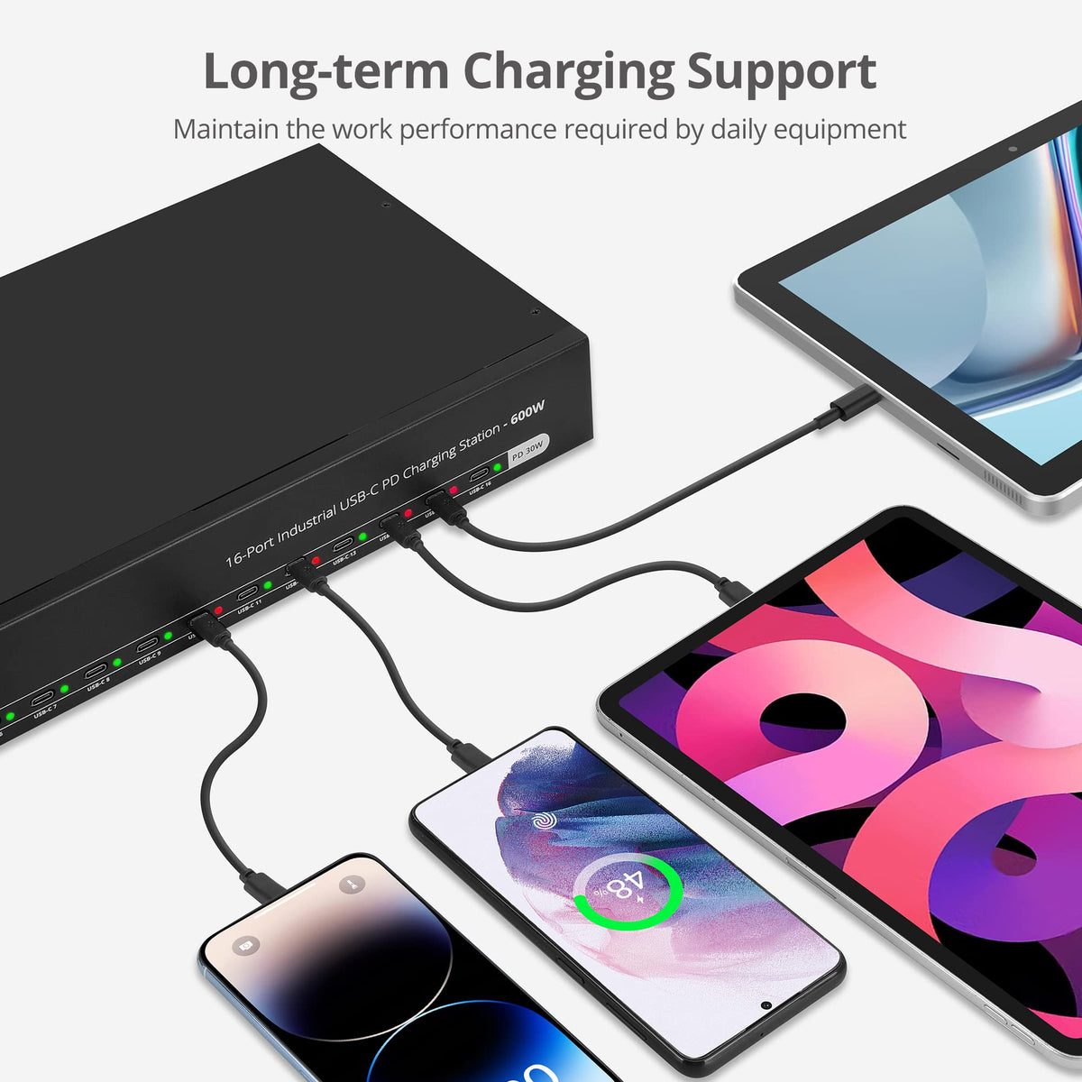 SIIG 16-Port 600W USB-C PD Industrial Charging Station
