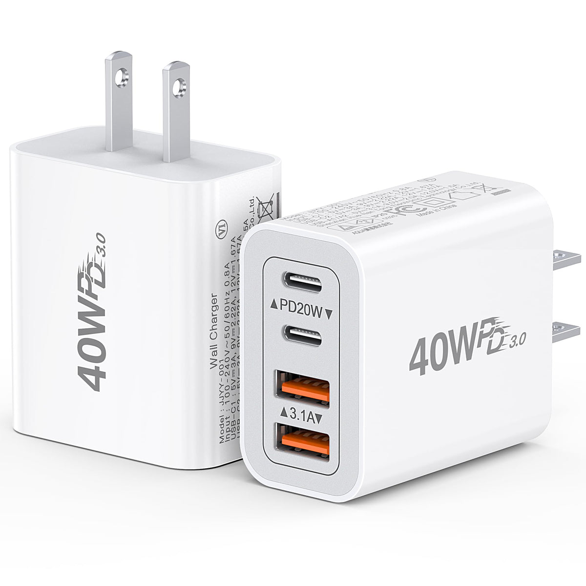 Dulums 2 Pack 40w USB C Wall Charger