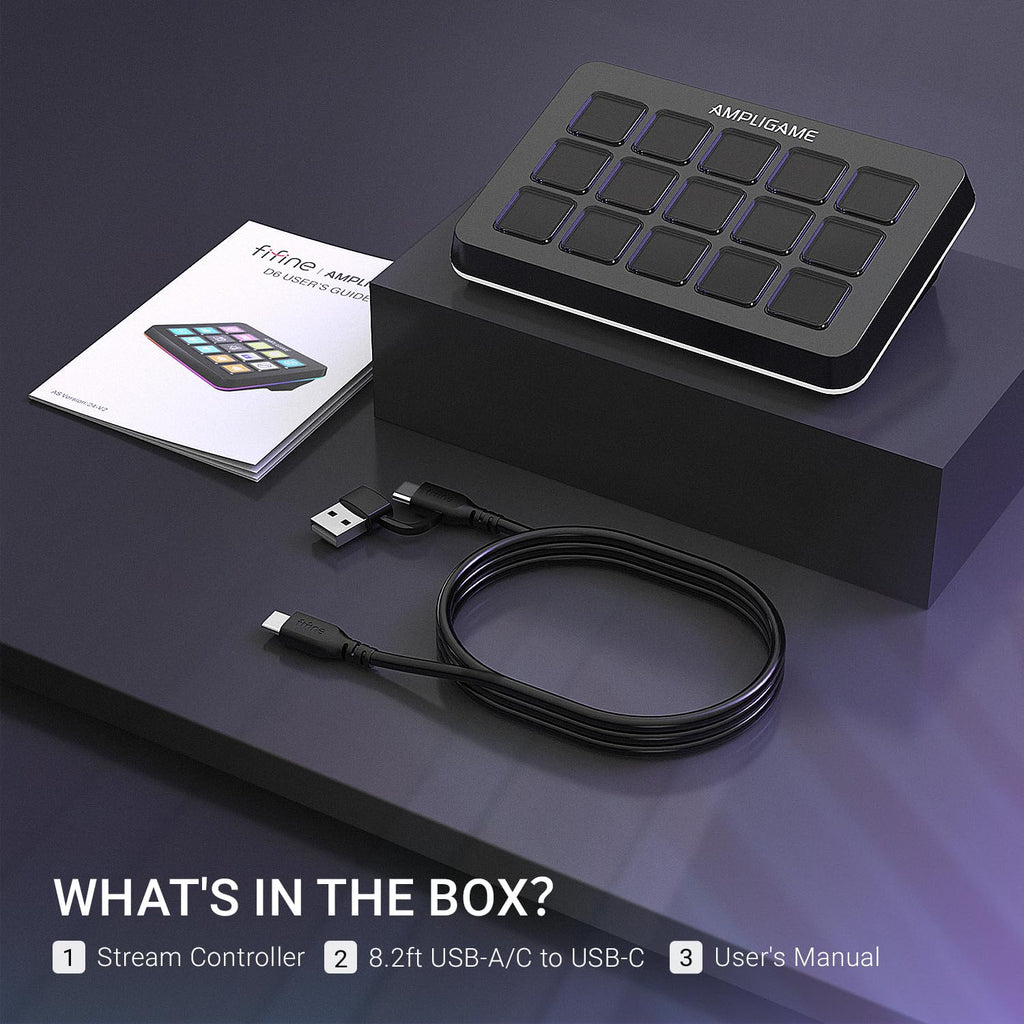 FIFINE AmpliGame D6 15-Key Streaming Macro Controller