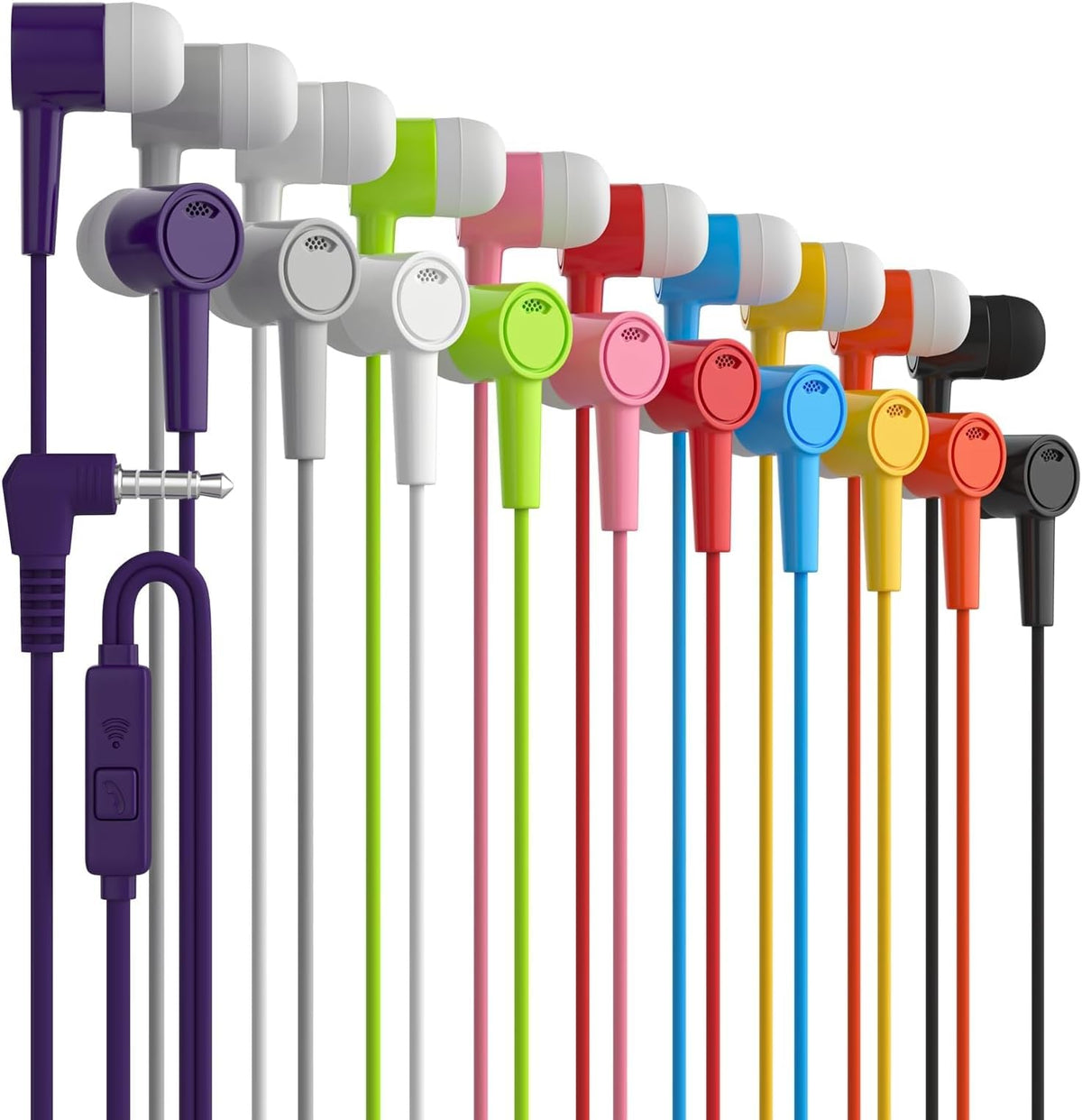 Maeline Noise-Isolating 3.5mm Wired Earbuds Bulk Pack