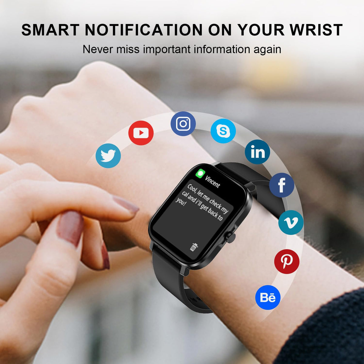 1.83-Inch Smartwatch Fitness Tracker for iPhone & Android