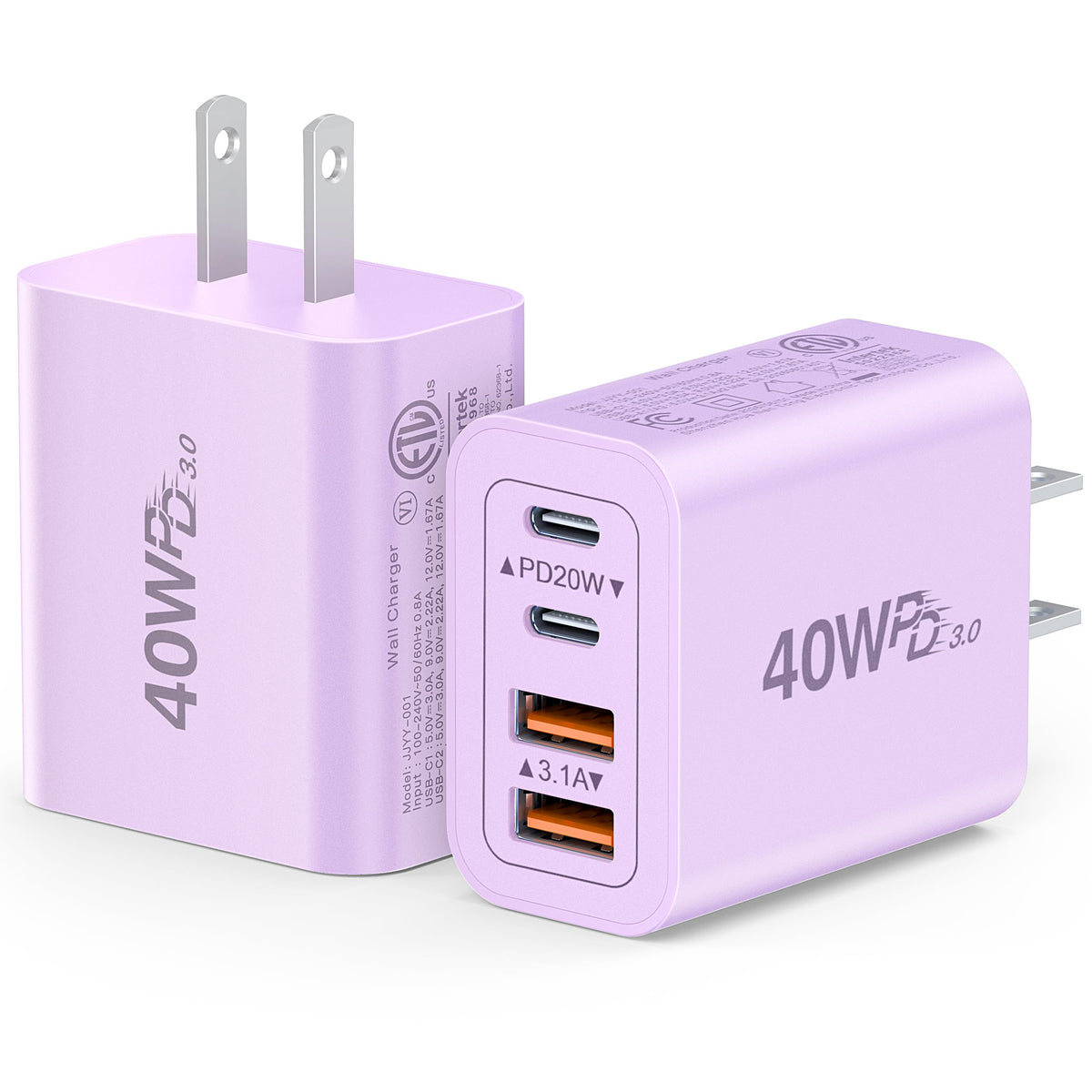 Dulums 2 Pack 40w USB C Wall Charger