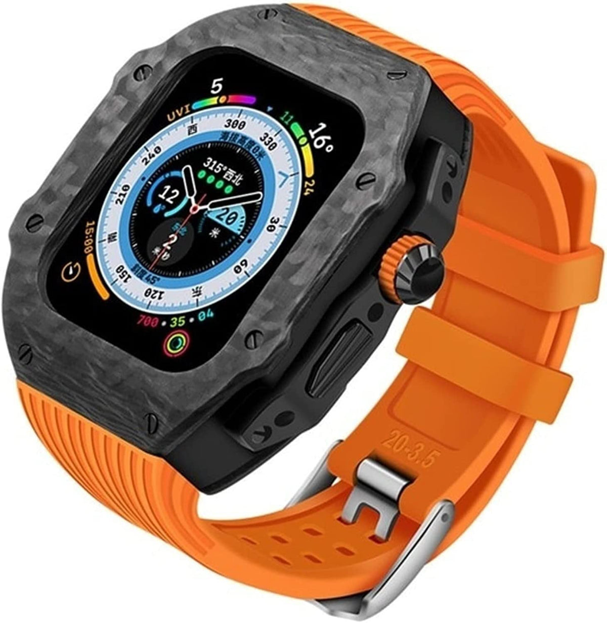 Wtukmo Carbon Fiber Apple Watch Ultra Case & Silicone Strap