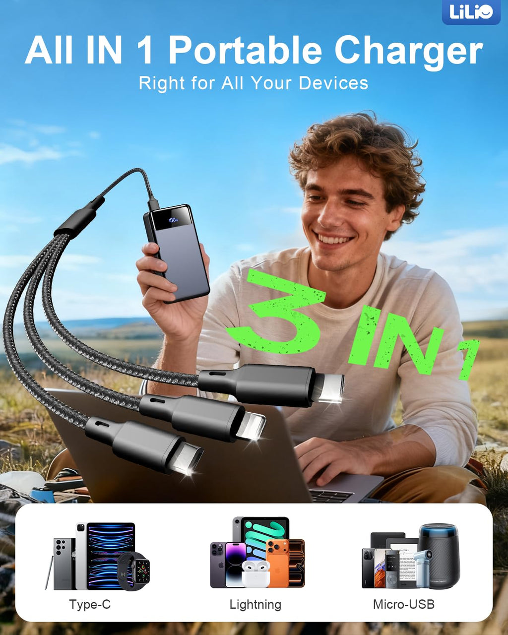 LILIO Portable Charger Power Bank，60000mAh Battery Pack