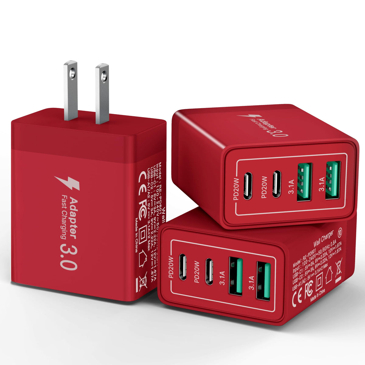 Aioneus USB C Charger Block, 40W Fast Charging Block Type C Charging Block 4-Port Dual Port PD+QC Wall Charger Head Cube for iPhone 17 16 15 14 13