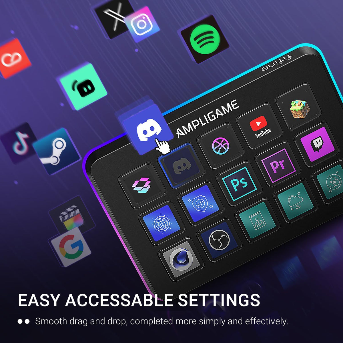 FIFINE AmpliGame D6 15-Key Streaming Macro Controller