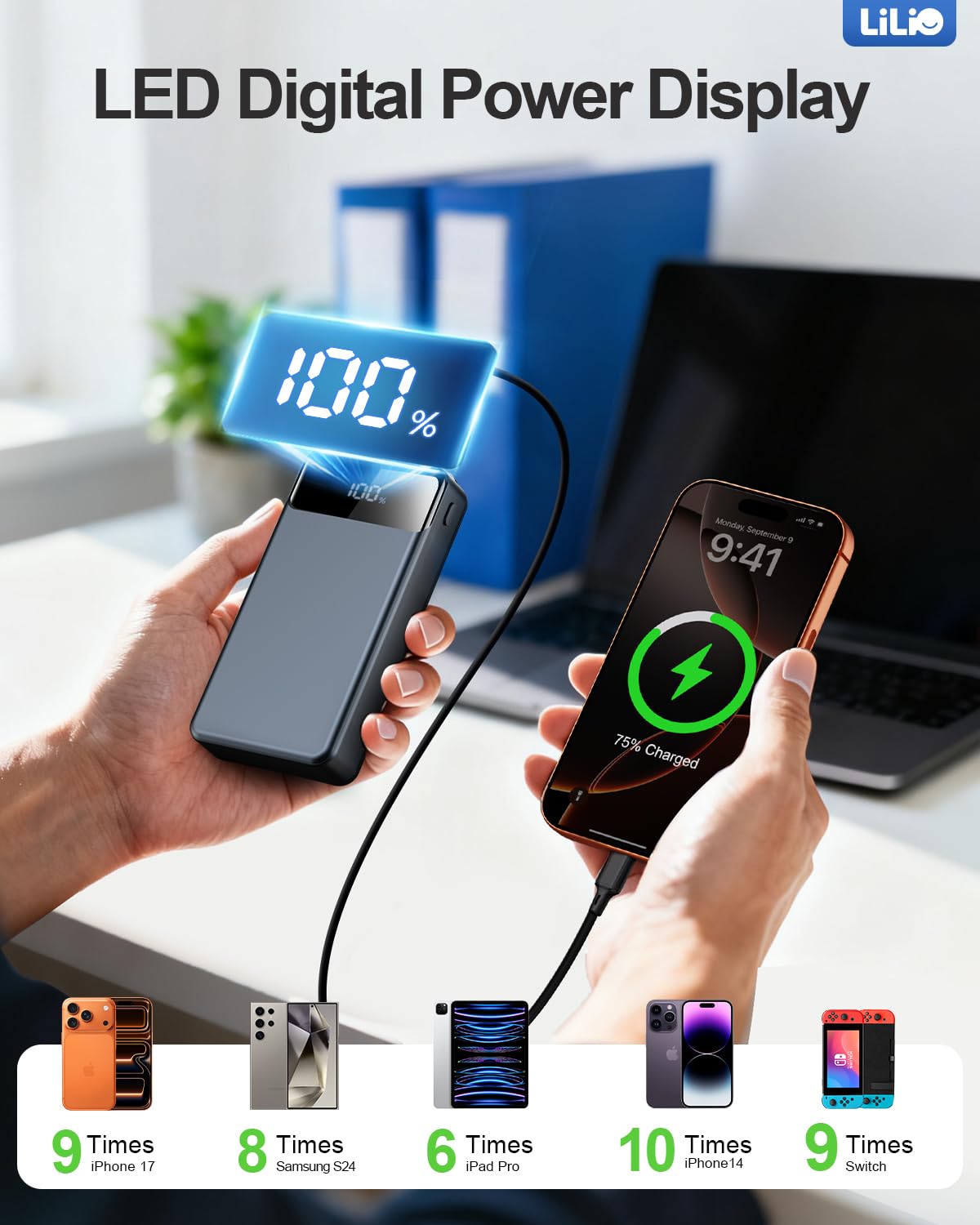 LILIO Portable Charger Power Bank，60000mAh Battery Pack