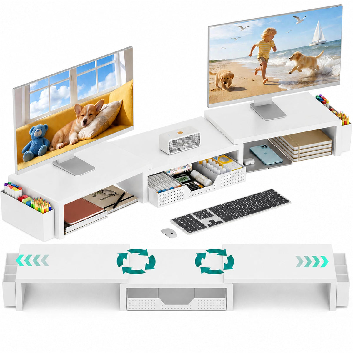 OPNICE Monitor Stand Riser with Drawer & Pen Holders