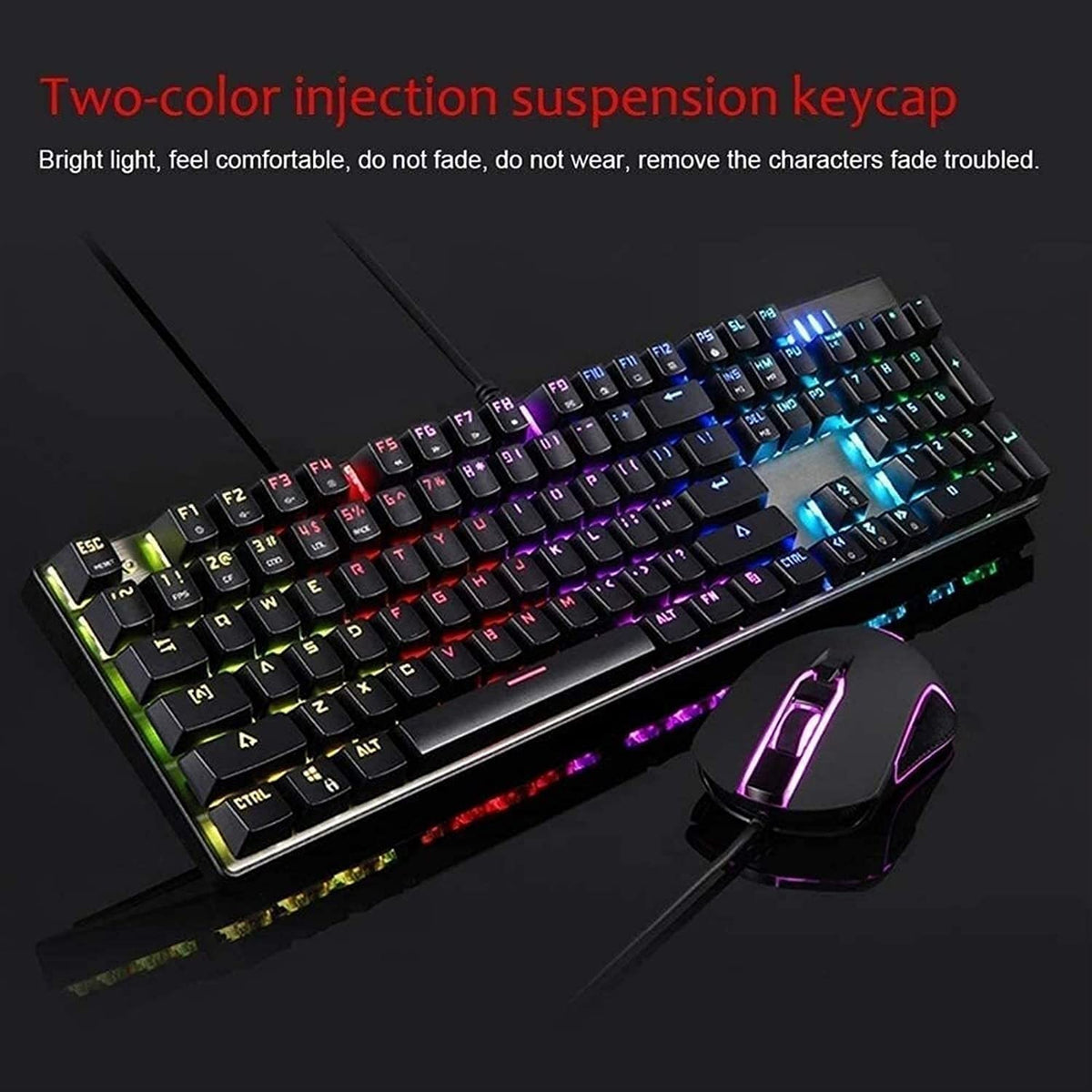 Wired Mechanical Gaming Keyboard & Mouse Combo with RGB Backlight