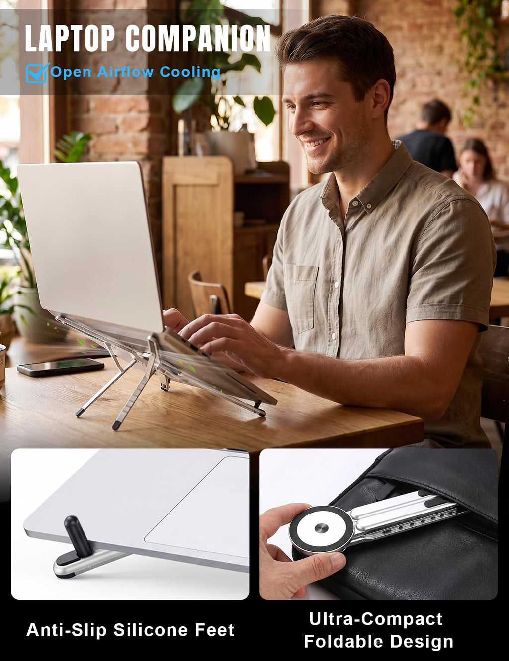 Werfami Portable Laptop & Tablet Desk Stand Riser - Silver