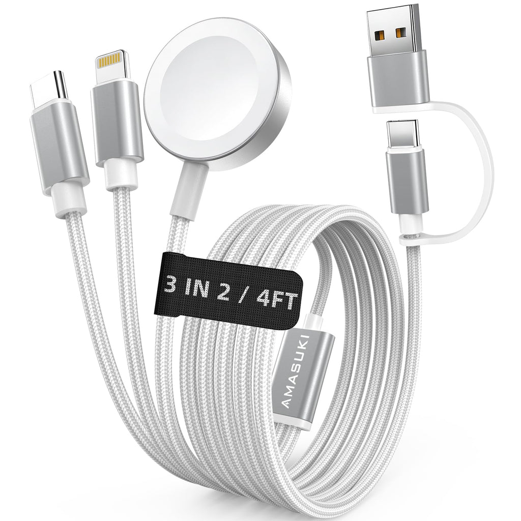 3-in-2 USB-C Charging Cable for Apple Watch & iPhone