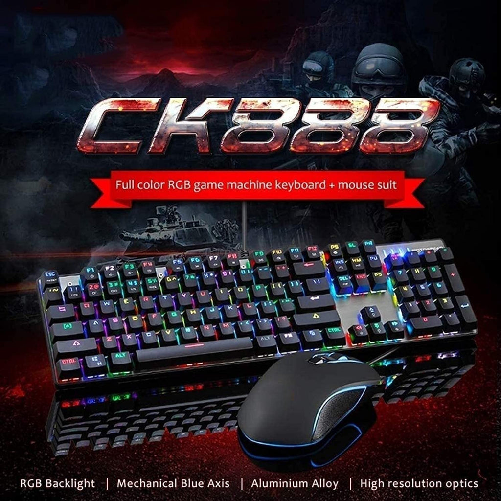 Wired Mechanical Gaming Keyboard & Mouse Combo with RGB Backlight