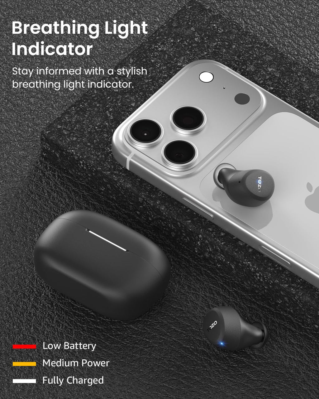 TOZO A1 Lightweight Bluetooth 5.3 Wireless Earbuds