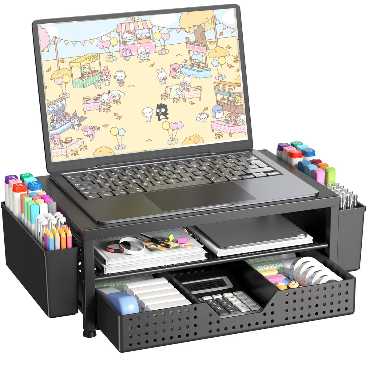 OPNICE Monitor Stand Riser with Drawer & Pen Holders