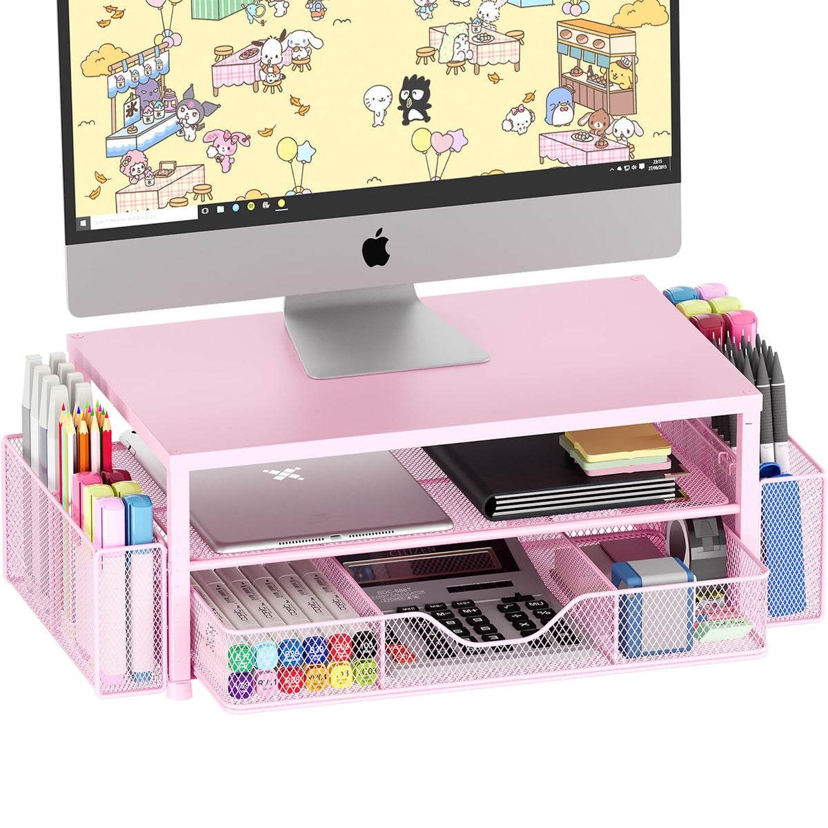 OPNICE Monitor Stand Riser with Drawer & Pen Holders