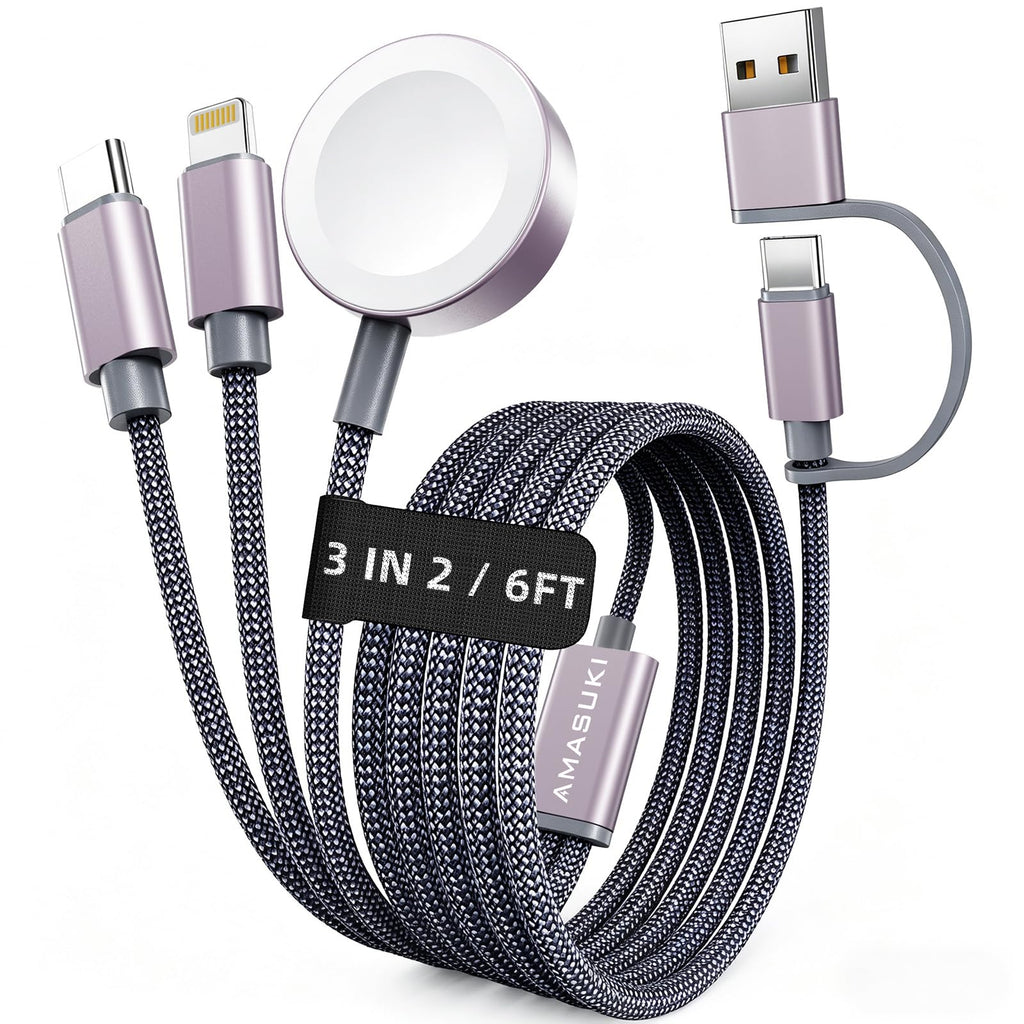 3-in-2 USB-C Charging Cable for Apple Watch & iPhone