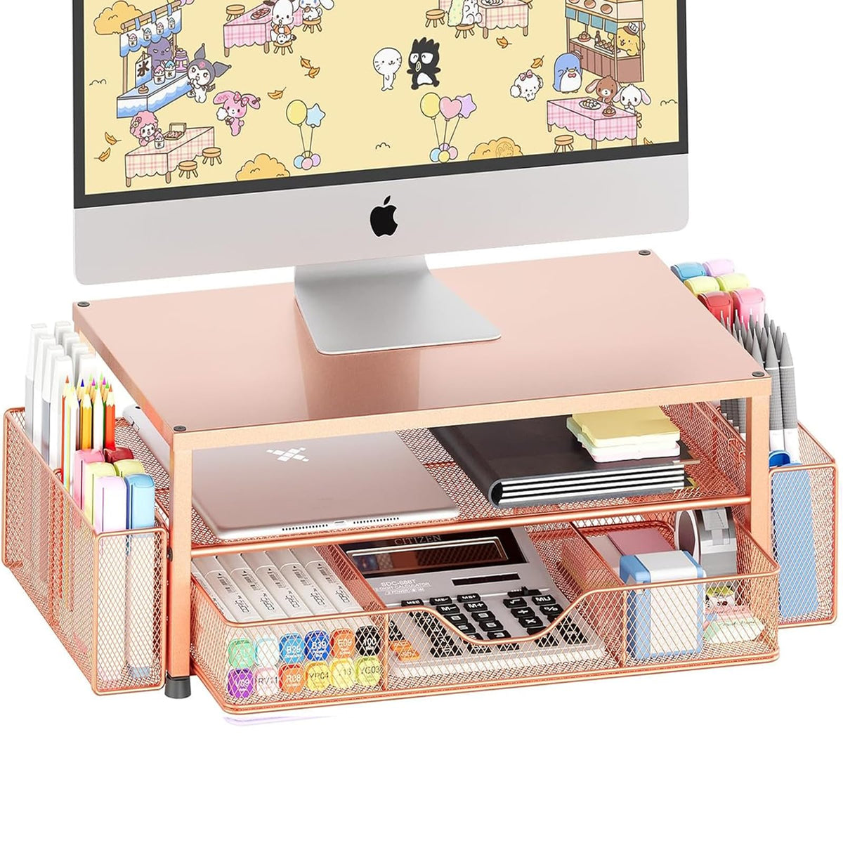 OPNICE Monitor Stand Riser with Drawer & Pen Holders