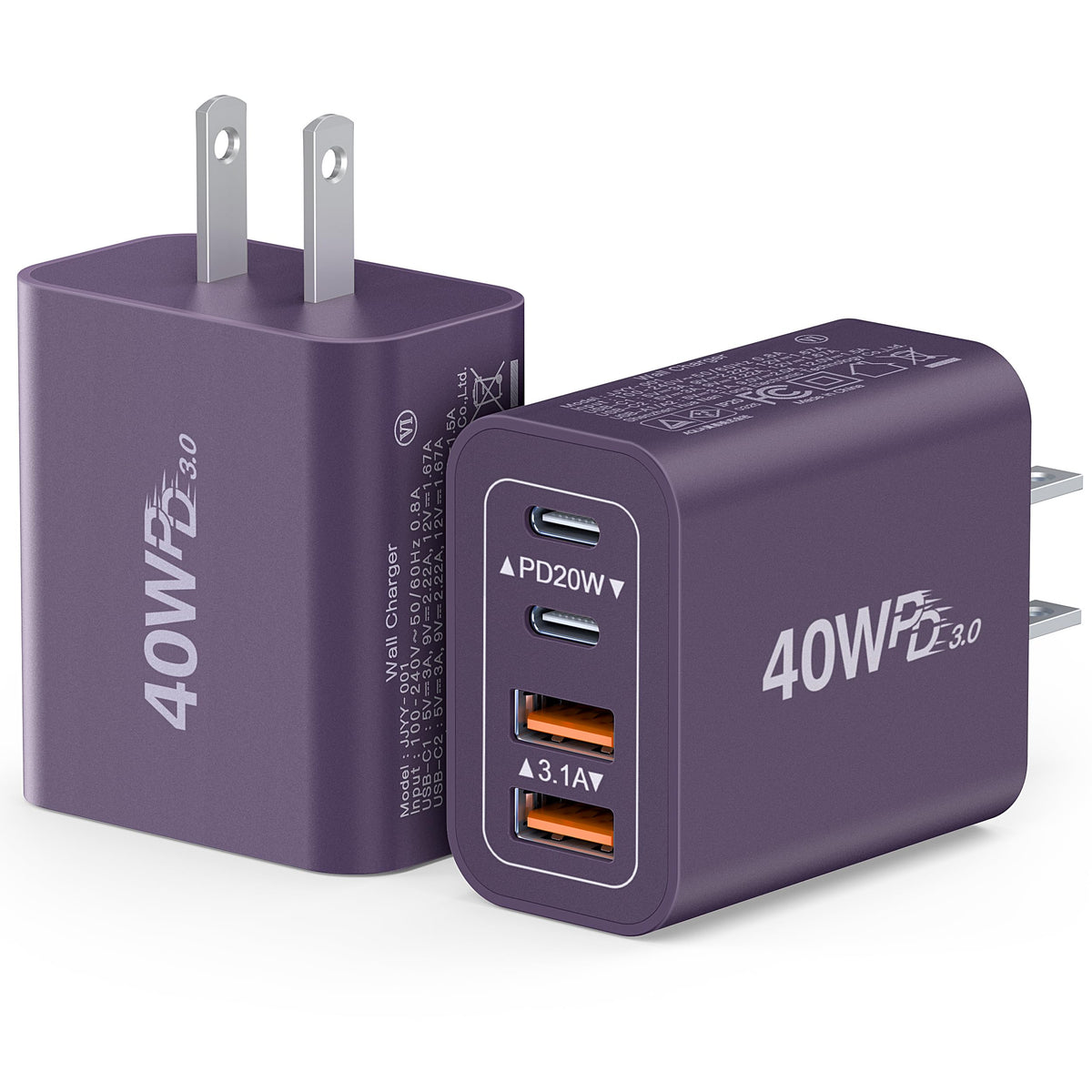 Dulums 2 Pack 40w USB C Wall Charger