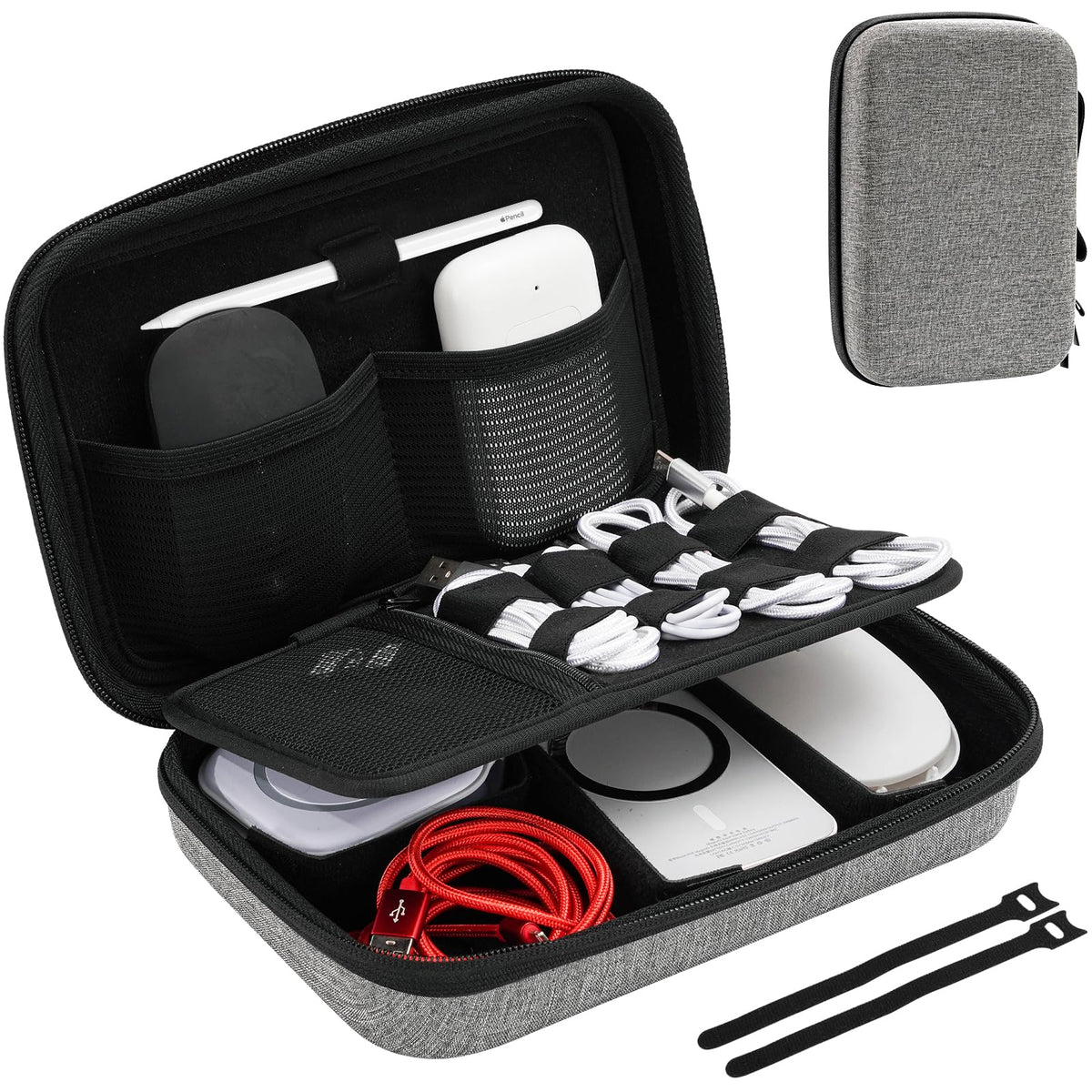 ProCase Hard Travel Electronic Organizer Case for MacBook Power Adapter Chargers Cables Power Bank Apple Magic Mouse Apple Pencil USB Flash Disk SD Card Small Portable Accessories Bag