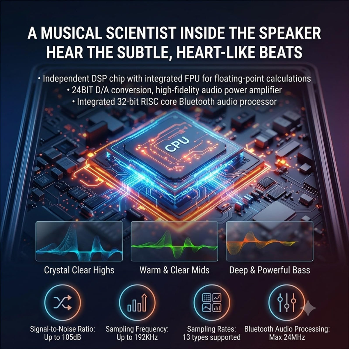 360° Holographic Lyrics Portable Bluetooth Speaker