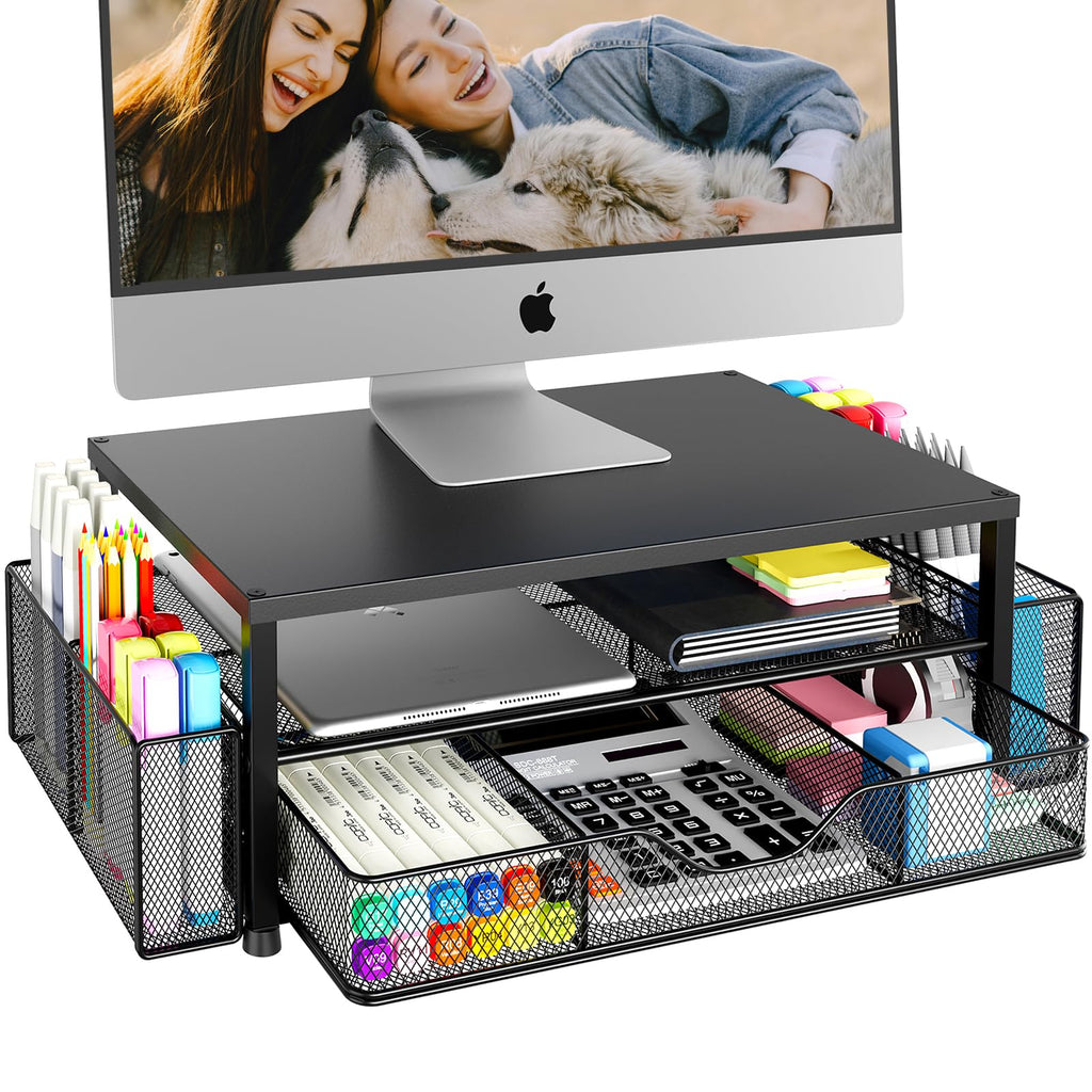 OPNICE Monitor Stand Riser with Drawer & Pen Holders