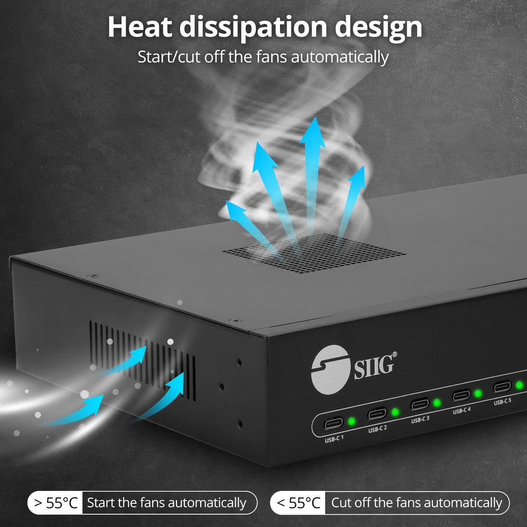 SIIG 16-Port 600W USB-C PD Industrial Charging Station