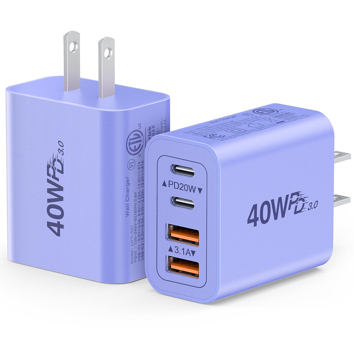 Dulums 2 Pack 40w USB C Wall Charger