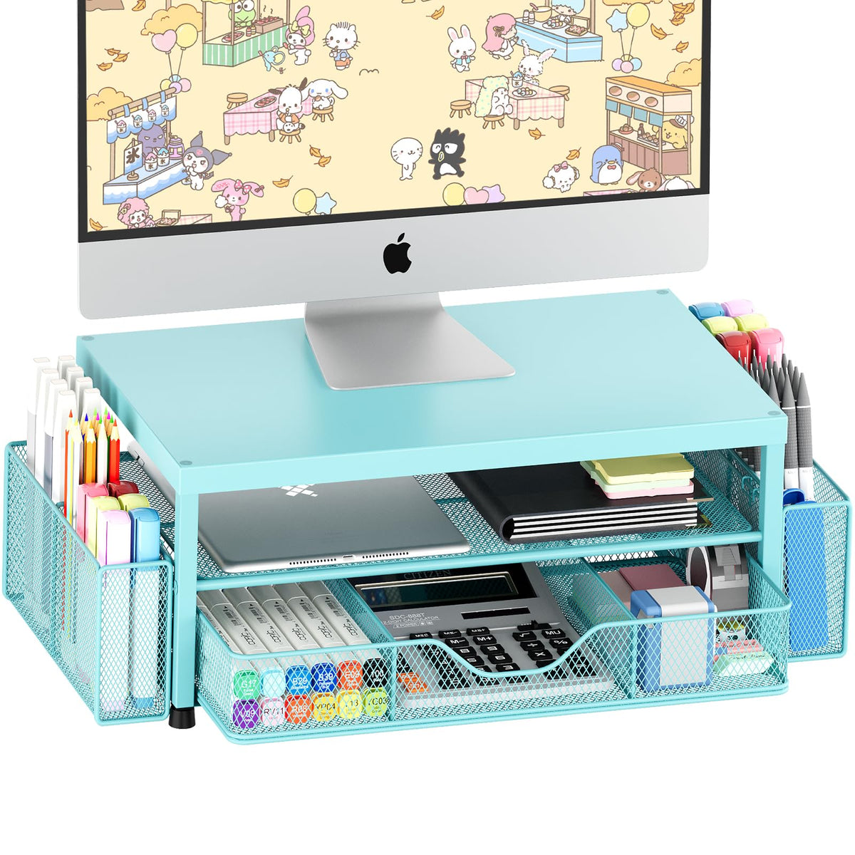 OPNICE Monitor Stand Riser with Drawer & Pen Holders