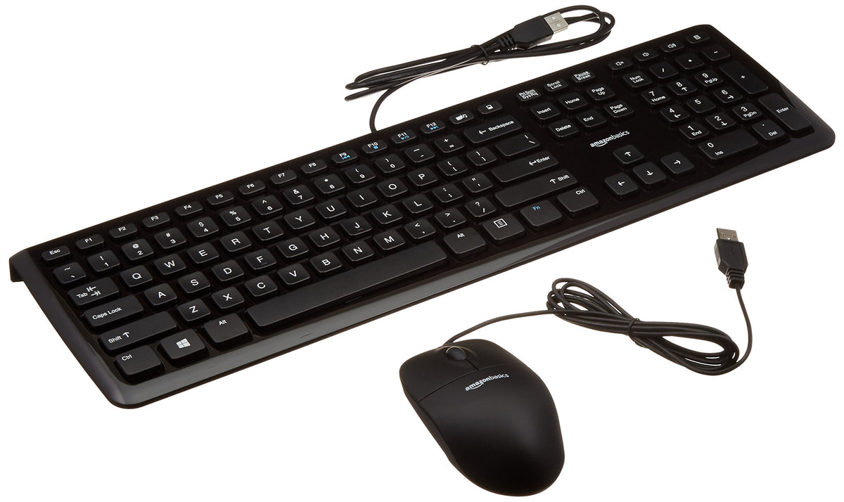 Amazon Basics USB Wired Keyboard & Mouse Combo Bundle