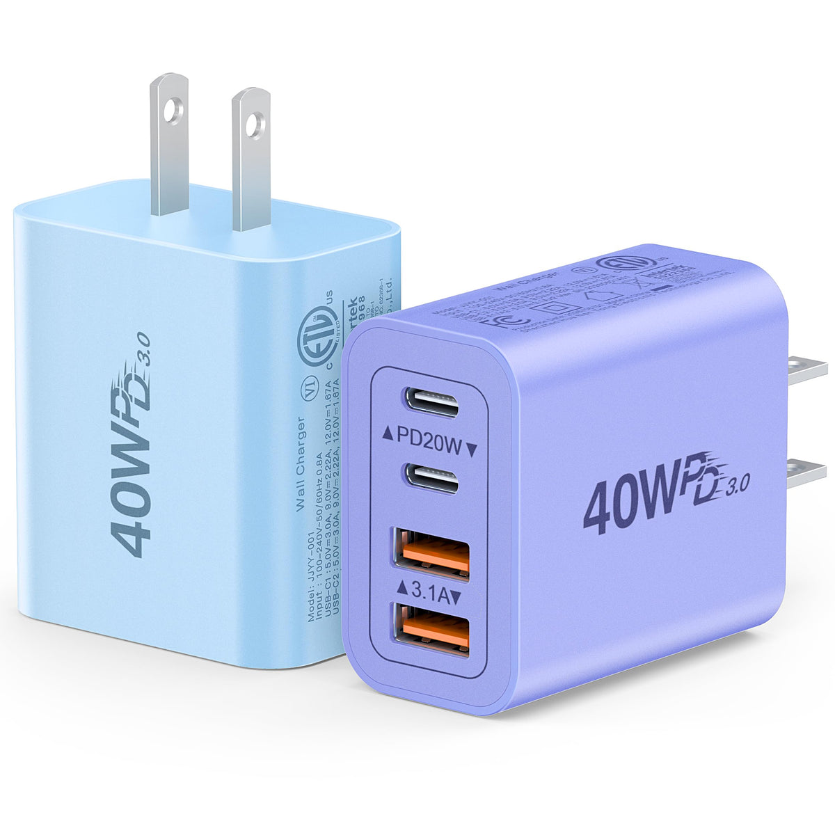 Dulums 2 Pack 40w USB C Wall Charger
