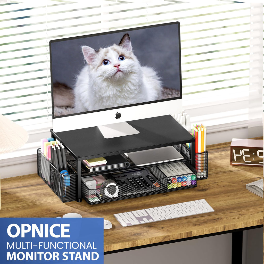 OPNICE Monitor Stand Riser with Drawer & Pen Holders
