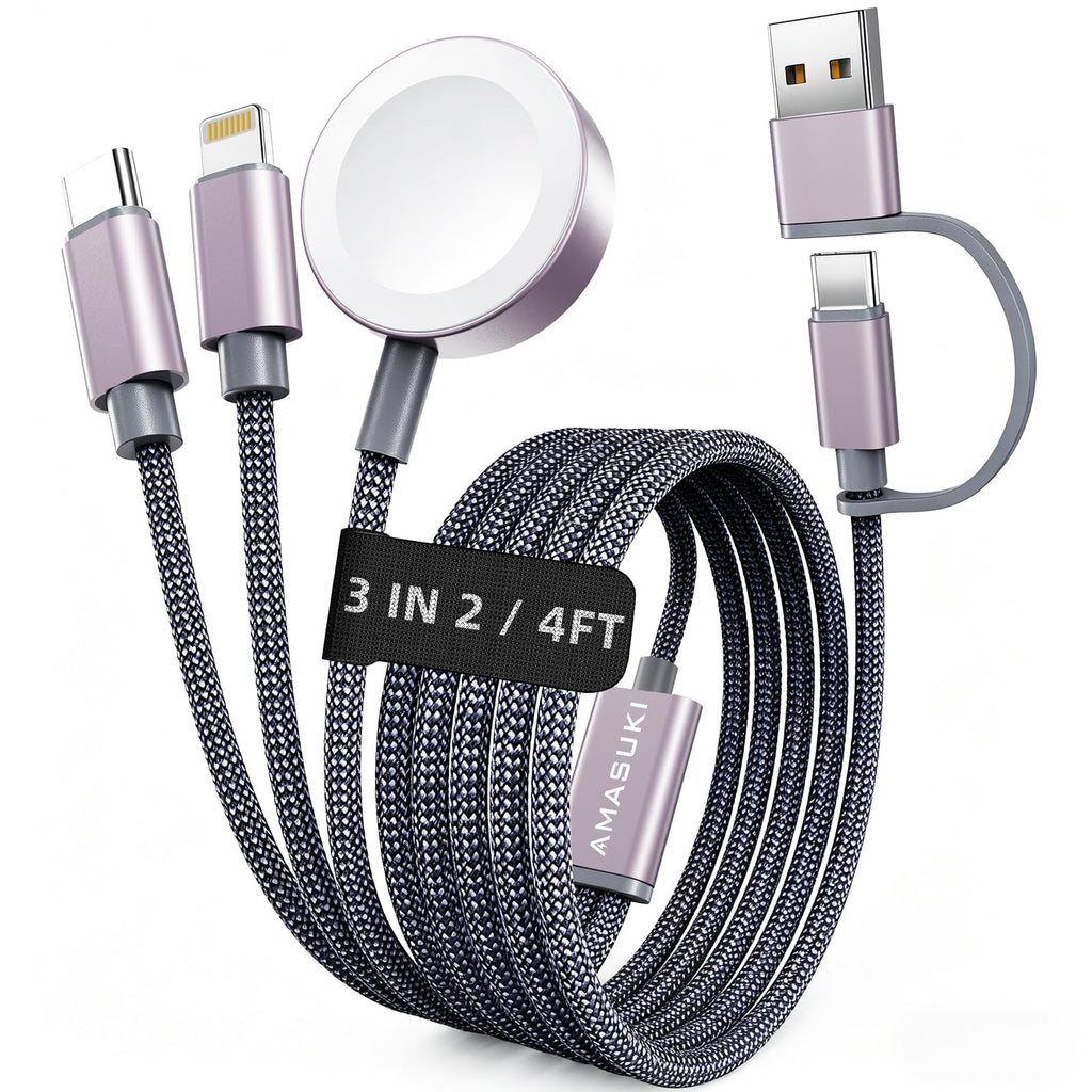 3-in-2 USB-C Charging Cable for Apple Watch & iPhone