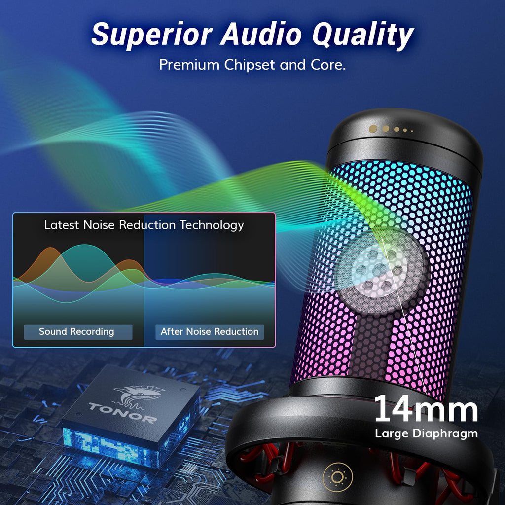 TONOR RGB Gaming Microphone Kit with Adjustable Boom Arm