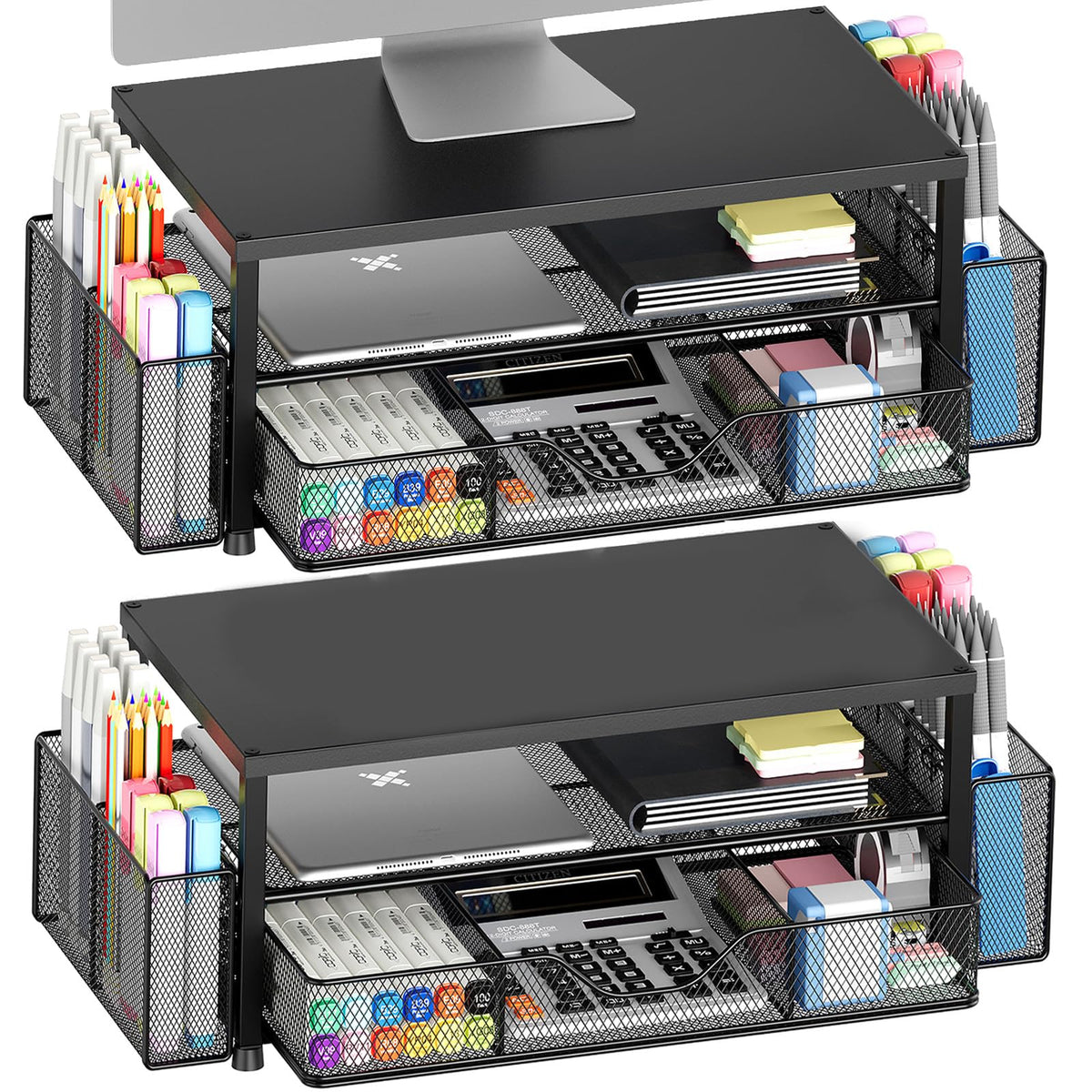 OPNICE Monitor Stand Riser with Drawer & Pen Holders