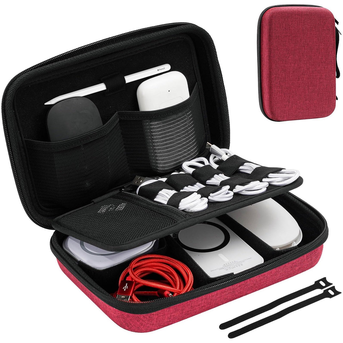 ProCase Hard Travel Electronic Organizer Case for MacBook Power Adapter Chargers Cables Power Bank Apple Magic Mouse Apple Pencil USB Flash Disk SD Card Small Portable Accessories Bag