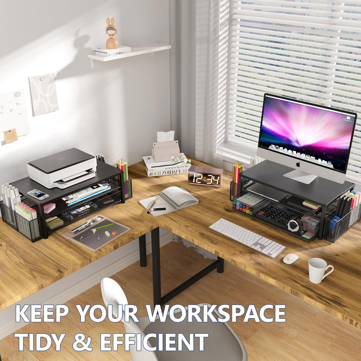 OPNICE Monitor Stand Riser with Drawer & Pen Holders