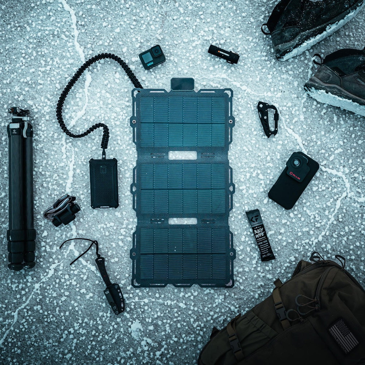 Dark Energy Backcountry Bundle - Poseidon Pro 10,000 mAh Portable Charger Power Bank + Spectre 18W Solar Panel with Accessory Kit & 20W Wall Charger - Off-Grid Generator System for Camping & Hiking